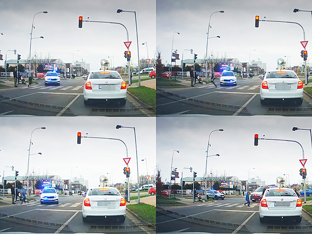 Chlapec riskoval, když vběhl pod auto s majáky. Za pár sekund to udělal znovu